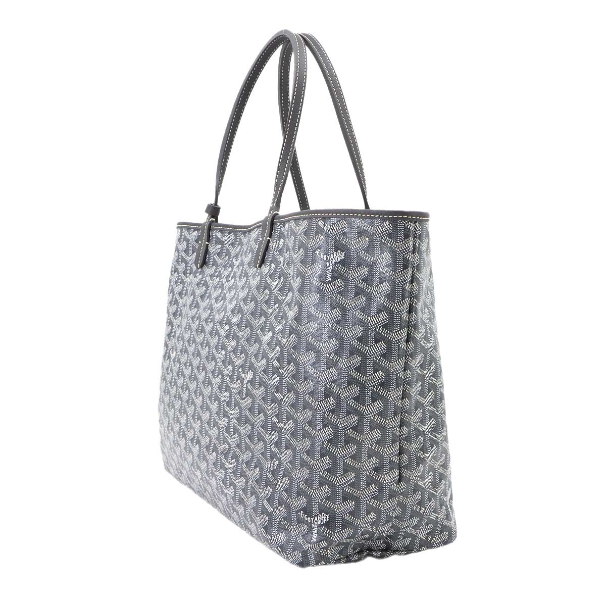 GOYARD Saint Louis PM Tote Bag PVC Leather Gray Herringbone Unisex