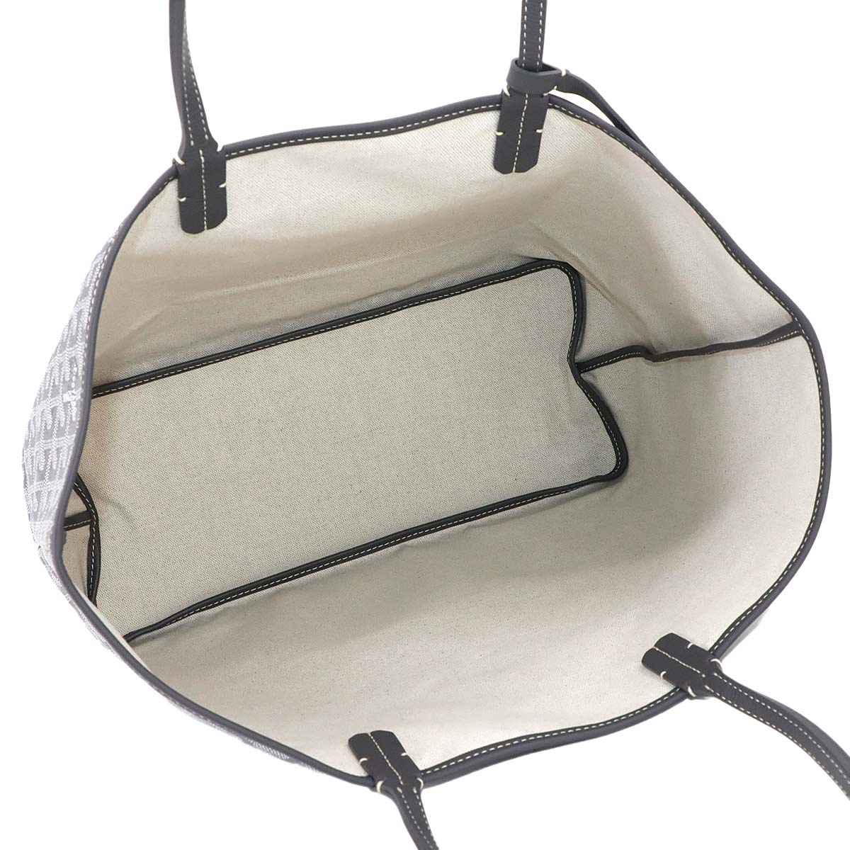 GOYARD Saint Louis PM Tote Bag PVC Leather Gray Herringbone Unisex