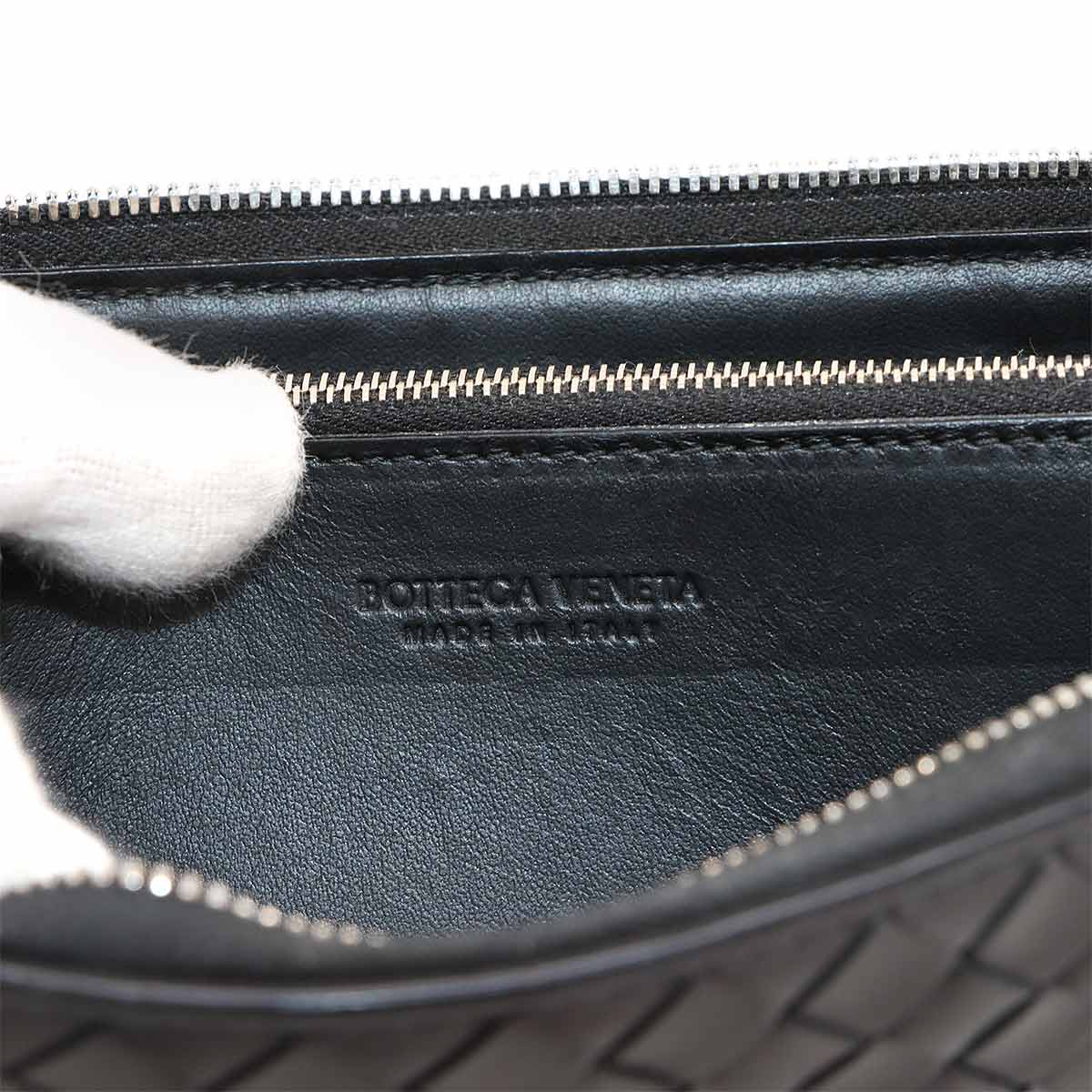 Intrecciato Piccolo Zipped Around Wallet Leather Black