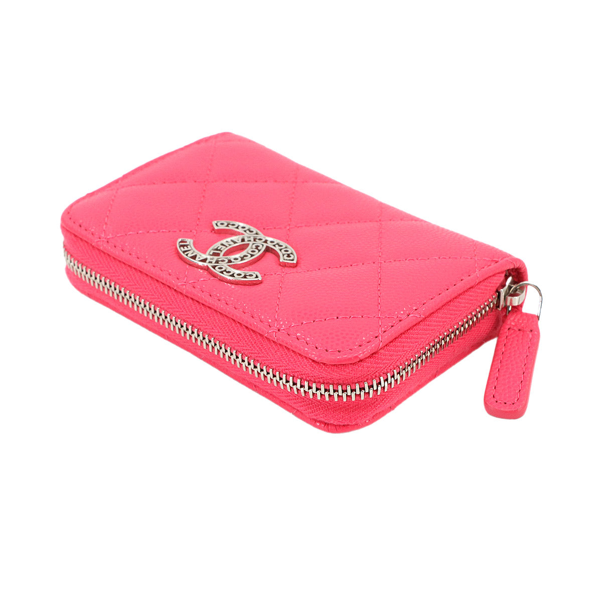 Matelasse Zipped Coin Purse Leather Pink AP3830