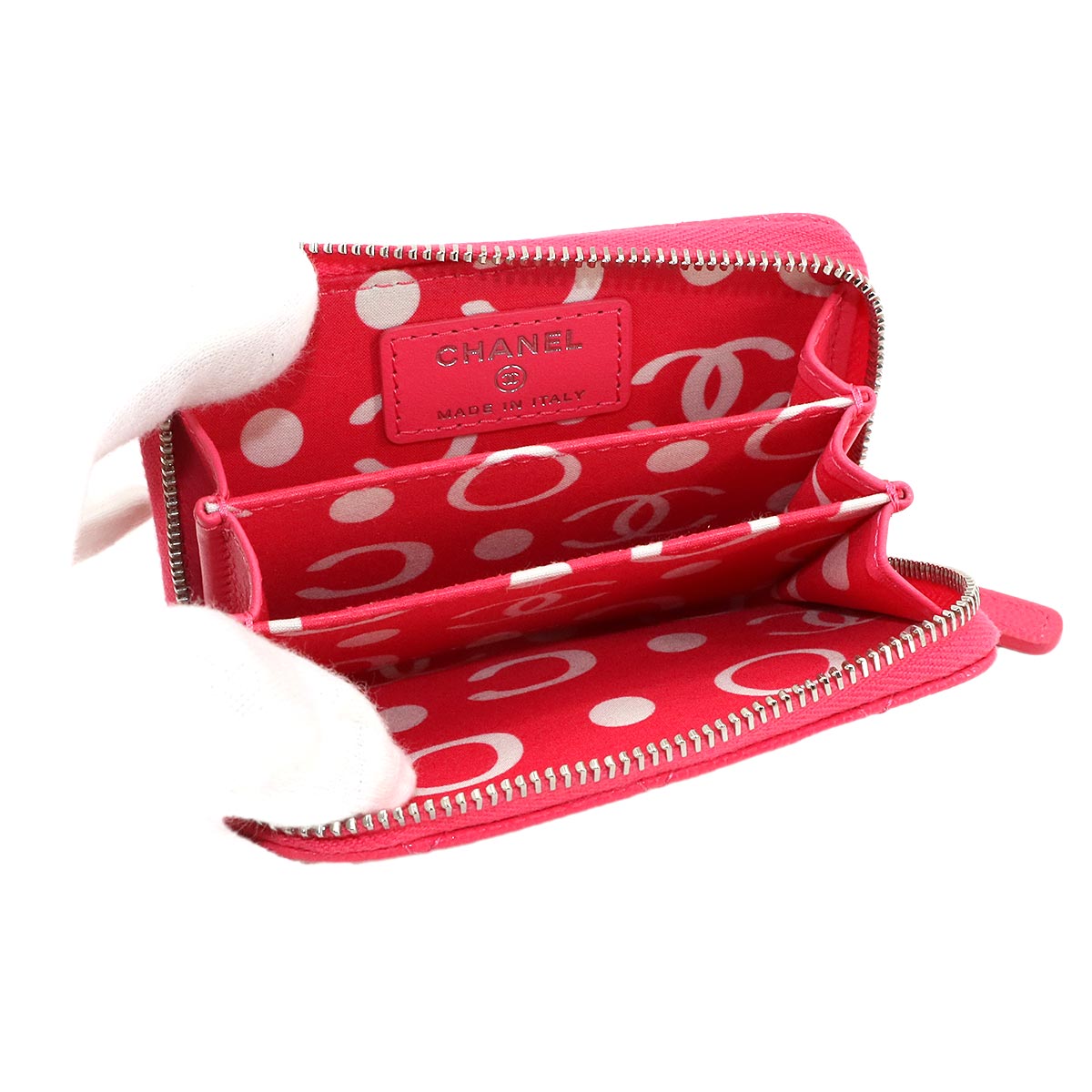 Matelasse Zipped Coin Purse Leather Pink AP3830