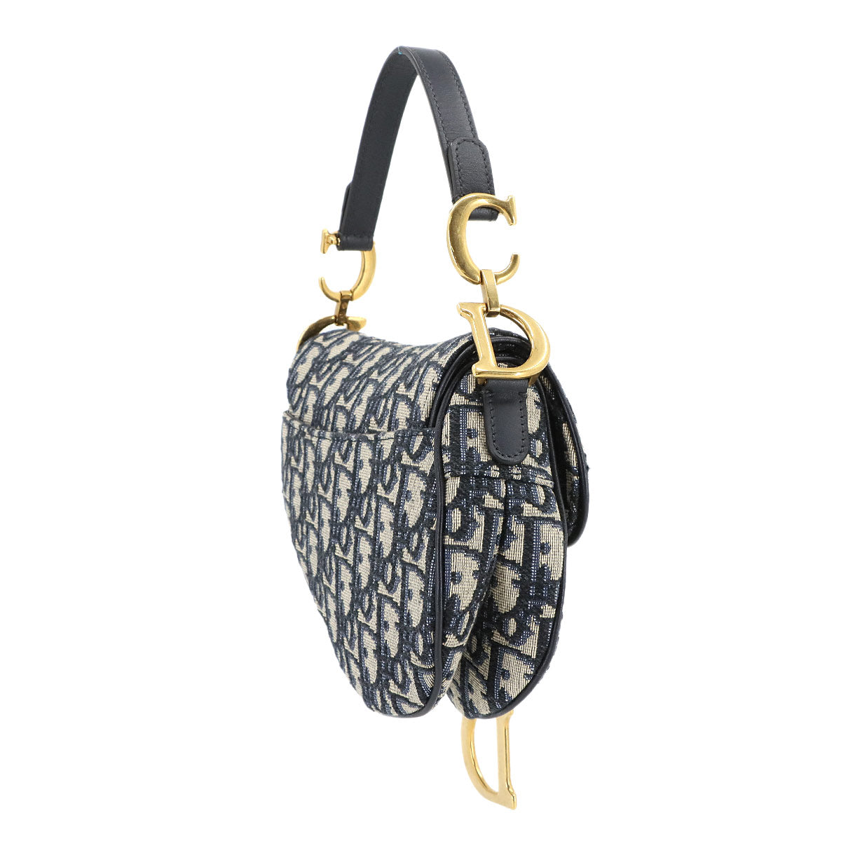 Saddle Mini Hand Bag Canvas Leather Navy M0447CTZQ