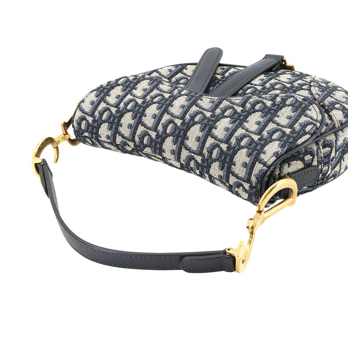 Saddle Mini Hand Bag Canvas Leather Navy M0447CTZQ