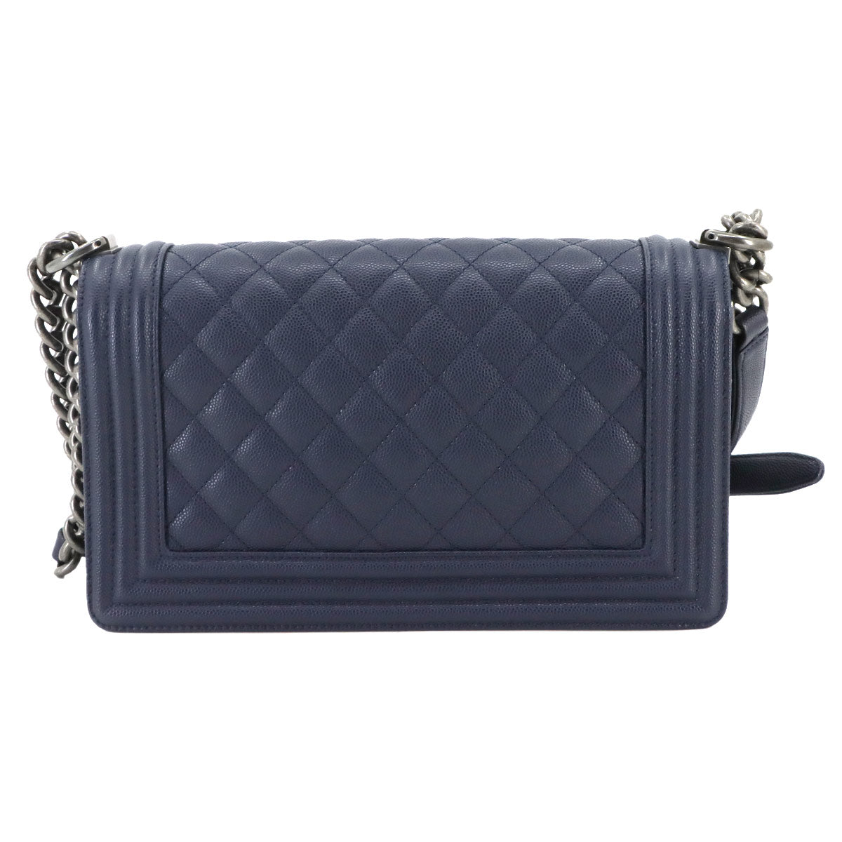 BOY CHANEL Chain Shoulder Bag Leather Navy A67086 Purse