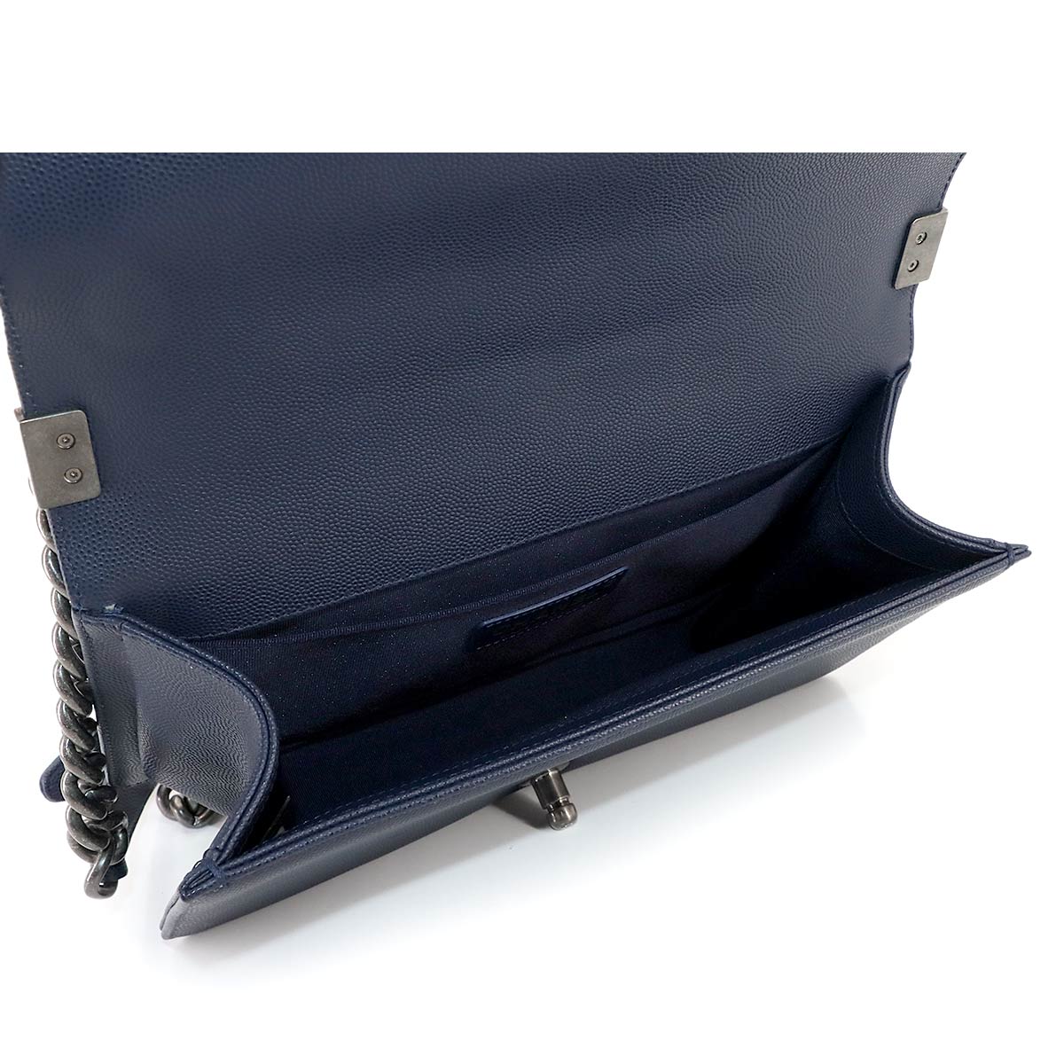 BOY CHANEL Chain Shoulder Bag Leather Navy A67086 Purse