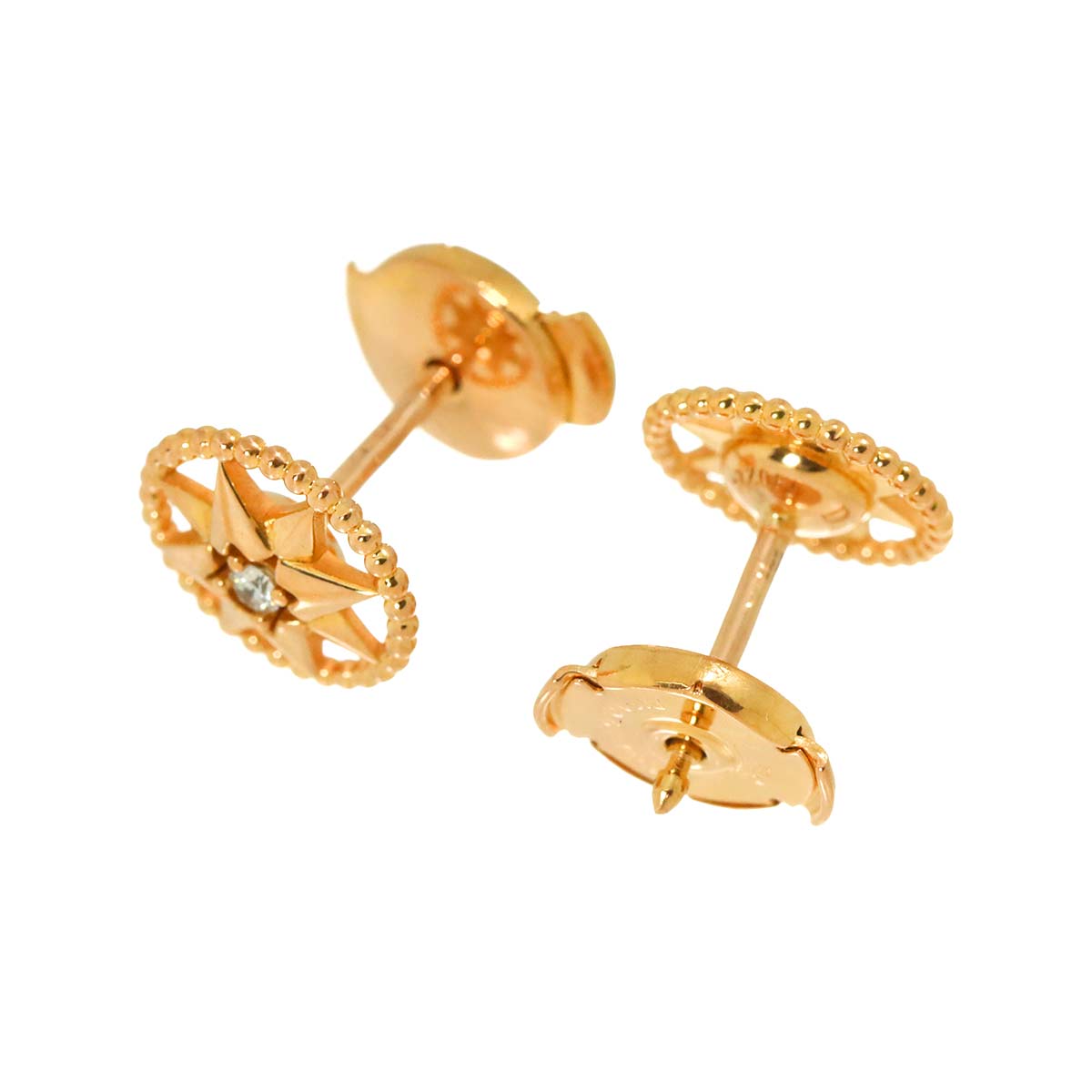 Rose des Vents Diamond Earrings Pierced 18K PG 750