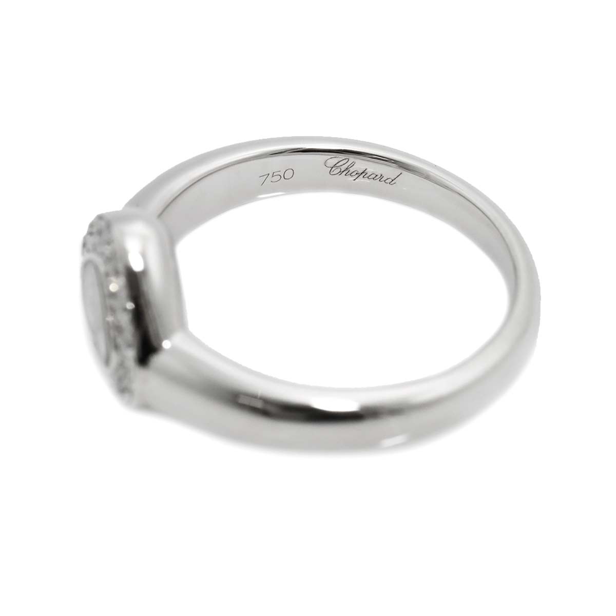 Happy Diamond Heart Ring 18K White Gold 750 Size6.75US)