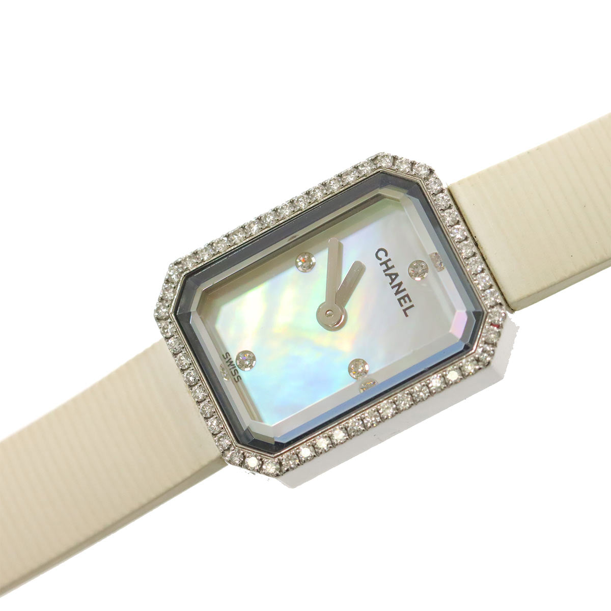 Premiere H2433 Diamond Bezel Rubber White Shell Dial Ladies