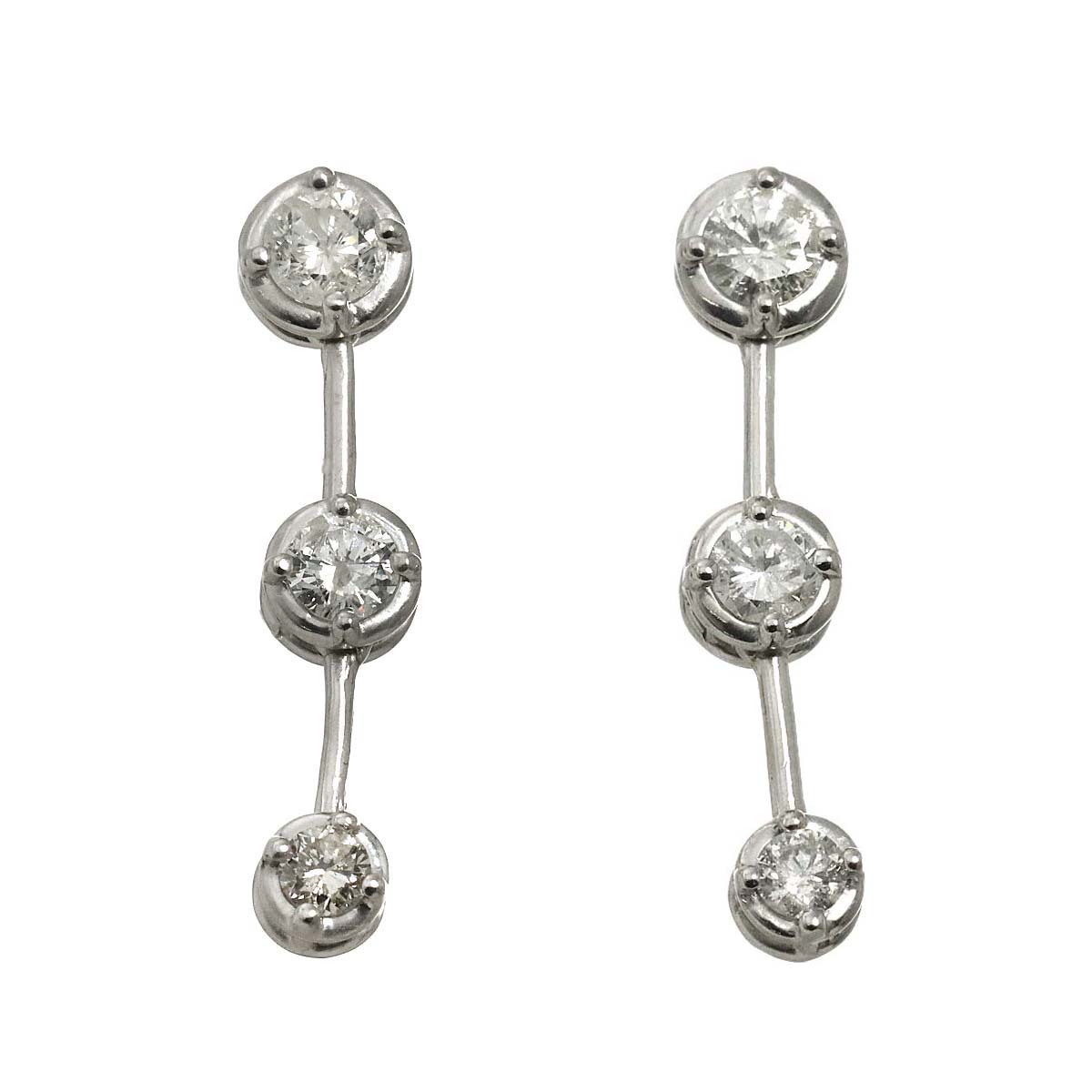 Diamond 0.55ct/0.55ct Earrings Pierced 18K K18 WG 750
