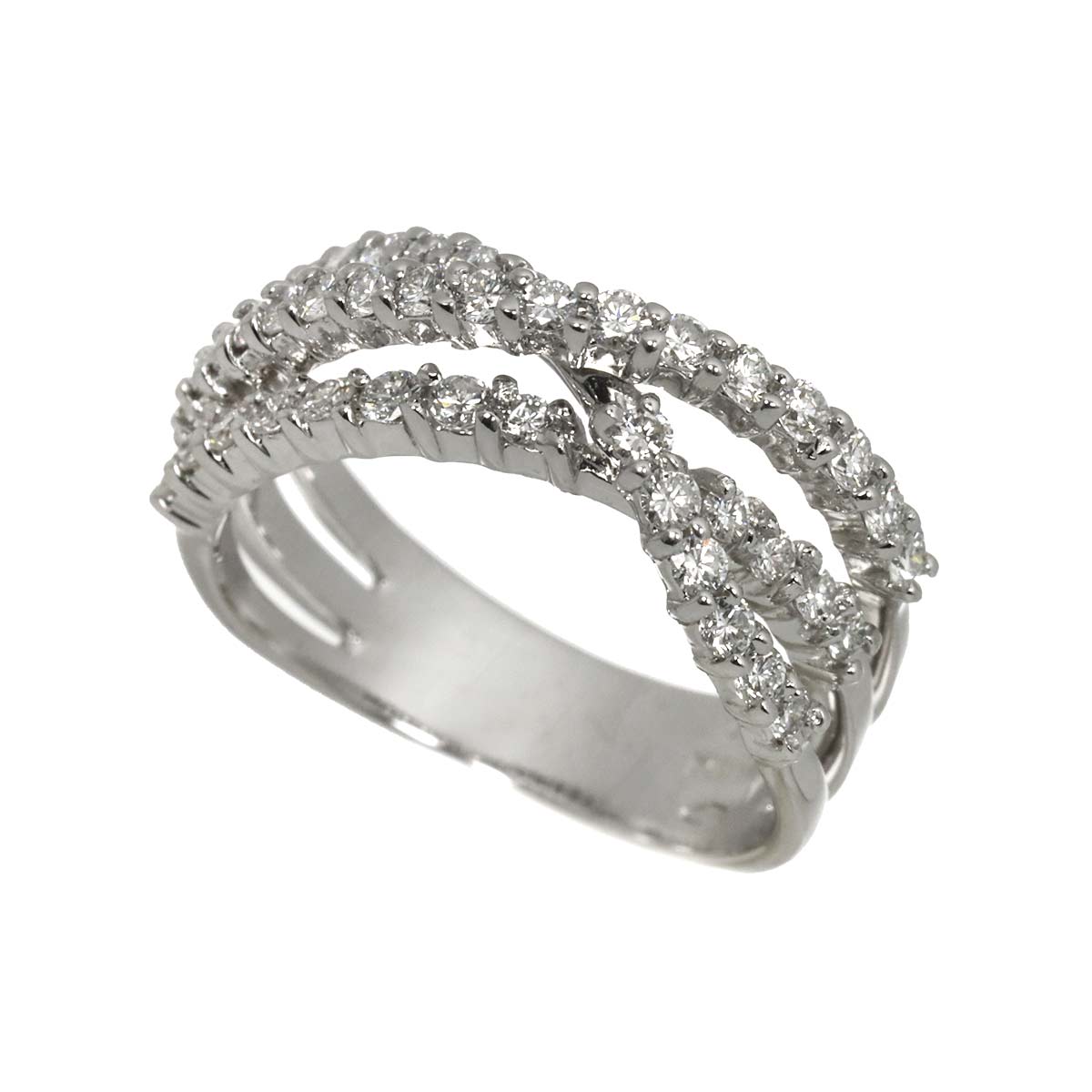 Diamond Ring 18K White Gold 750 size6(US)
