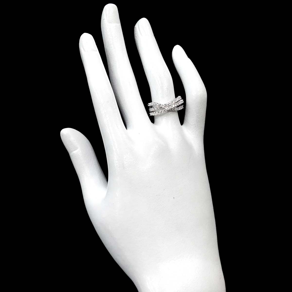 Diamond Ring 18K White Gold 750 size6(US)