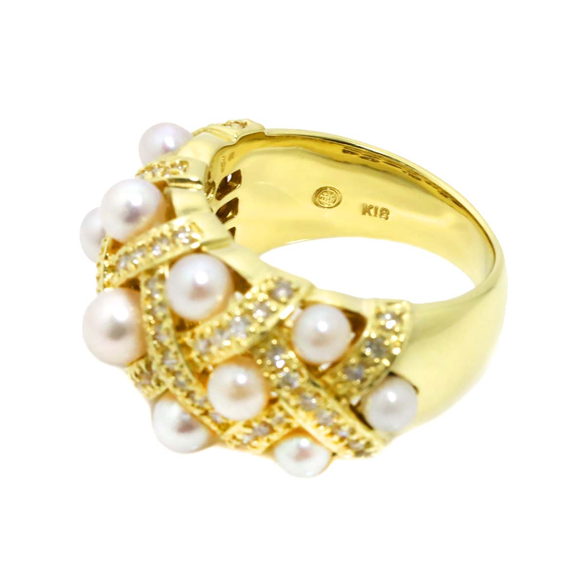 Akoya Pearl 4.0-2.7mm Diamond 0.50ct Ring 18K K18 YG 750 5.25(US)