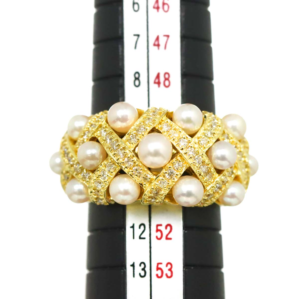 Akoya Pearl 4.0-2.7mm Diamond 0.50ct Ring 18K K18 YG 750 5.25(US)