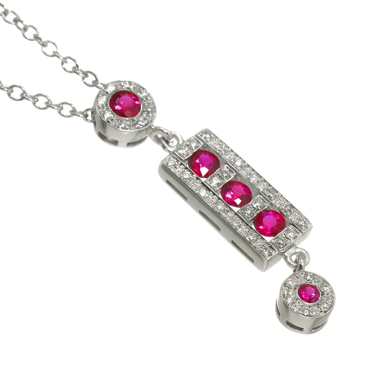 Belle Epoque Ruby Diamond Necklace 18K WG 750