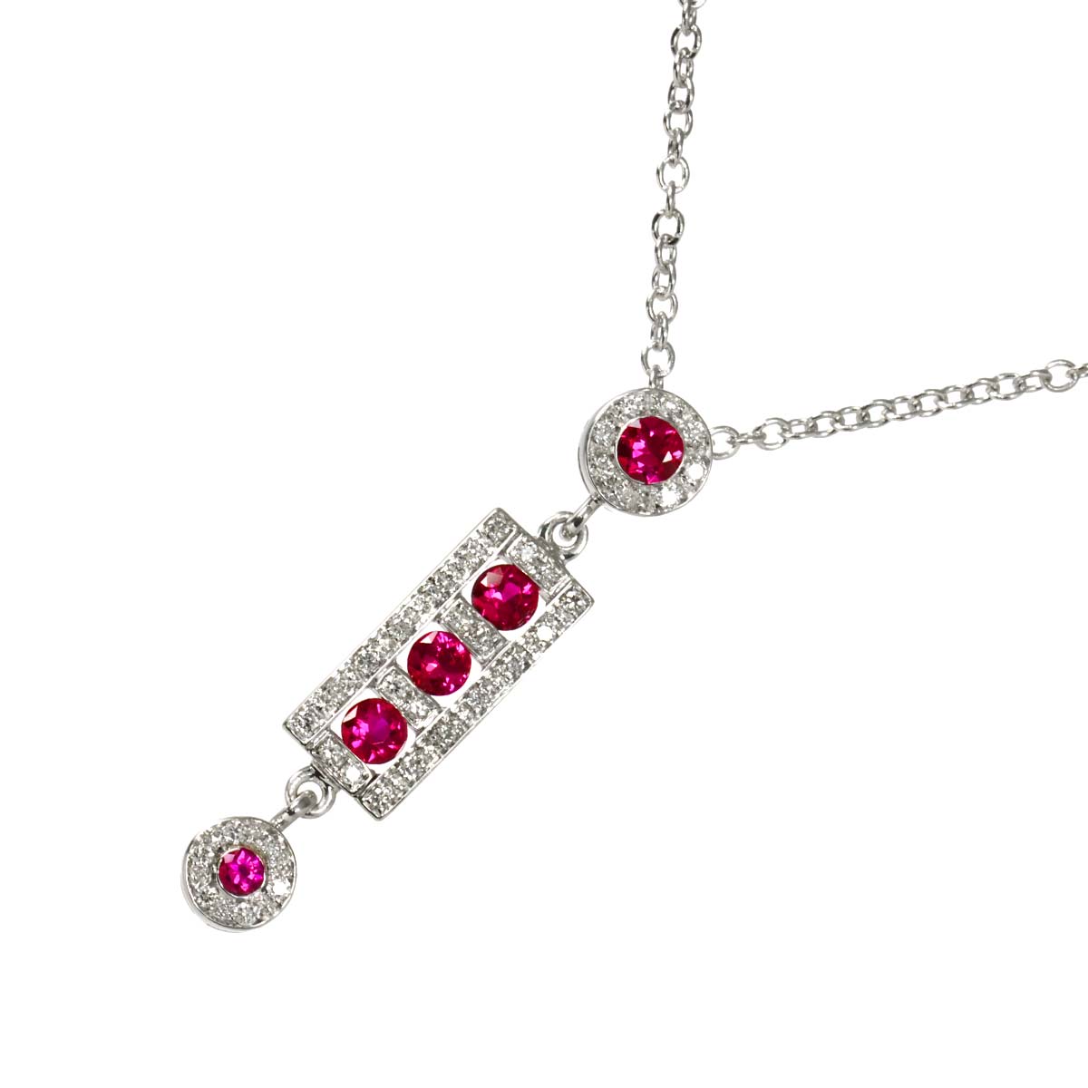 Belle Epoque Ruby Diamond Necklace 18K WG 750