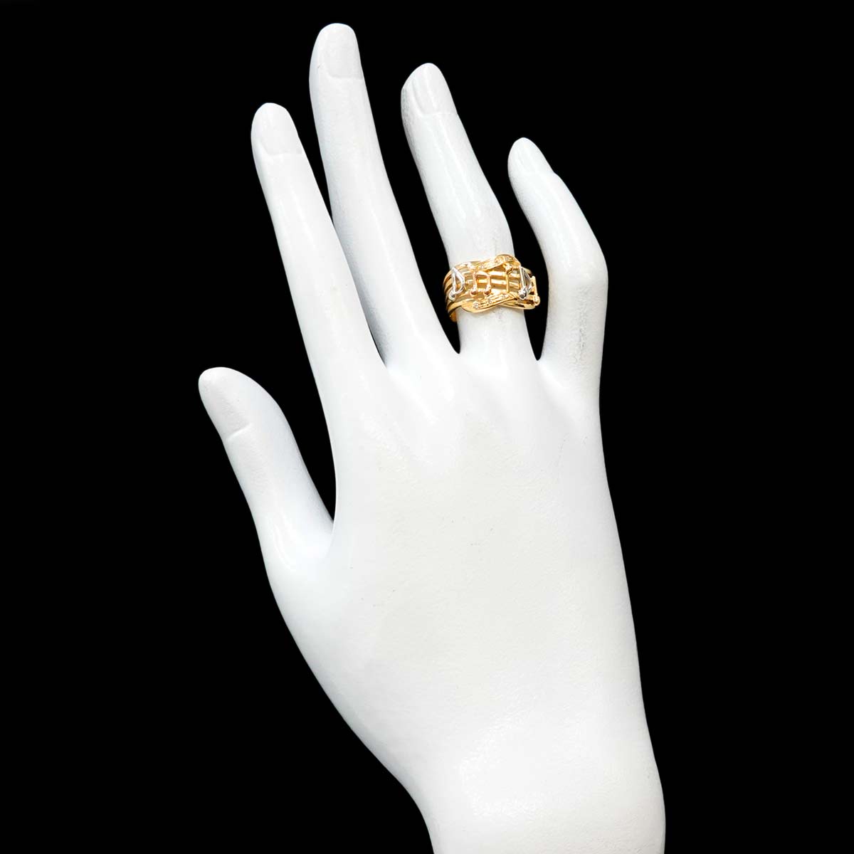 Diamond Ring 18K YG PG Pt Yellow Gold 750 Platinum Size5.75-6(US)