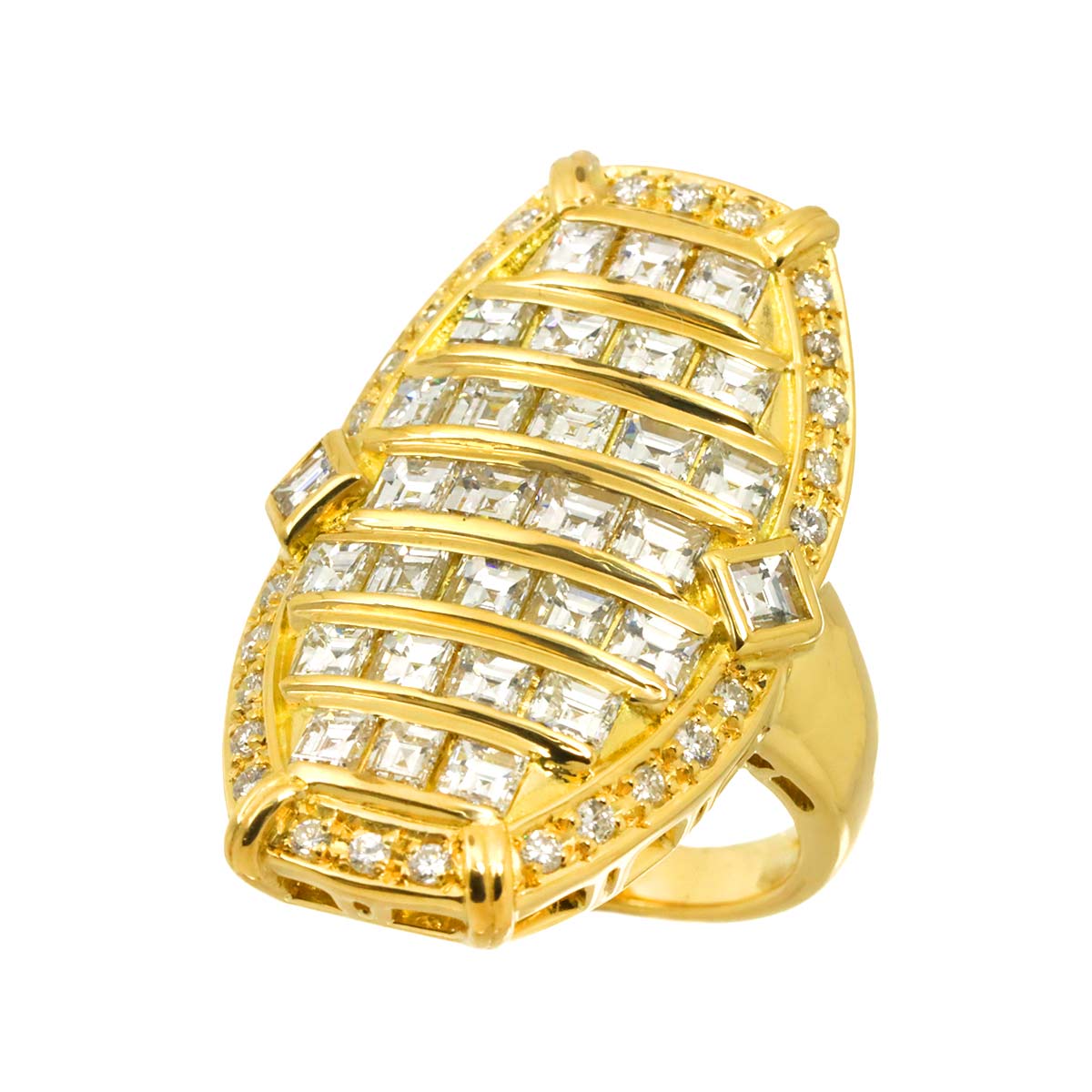 Diamond 3.32ct Ring 18K YG Yellow Gold 750 5.75-6(US)