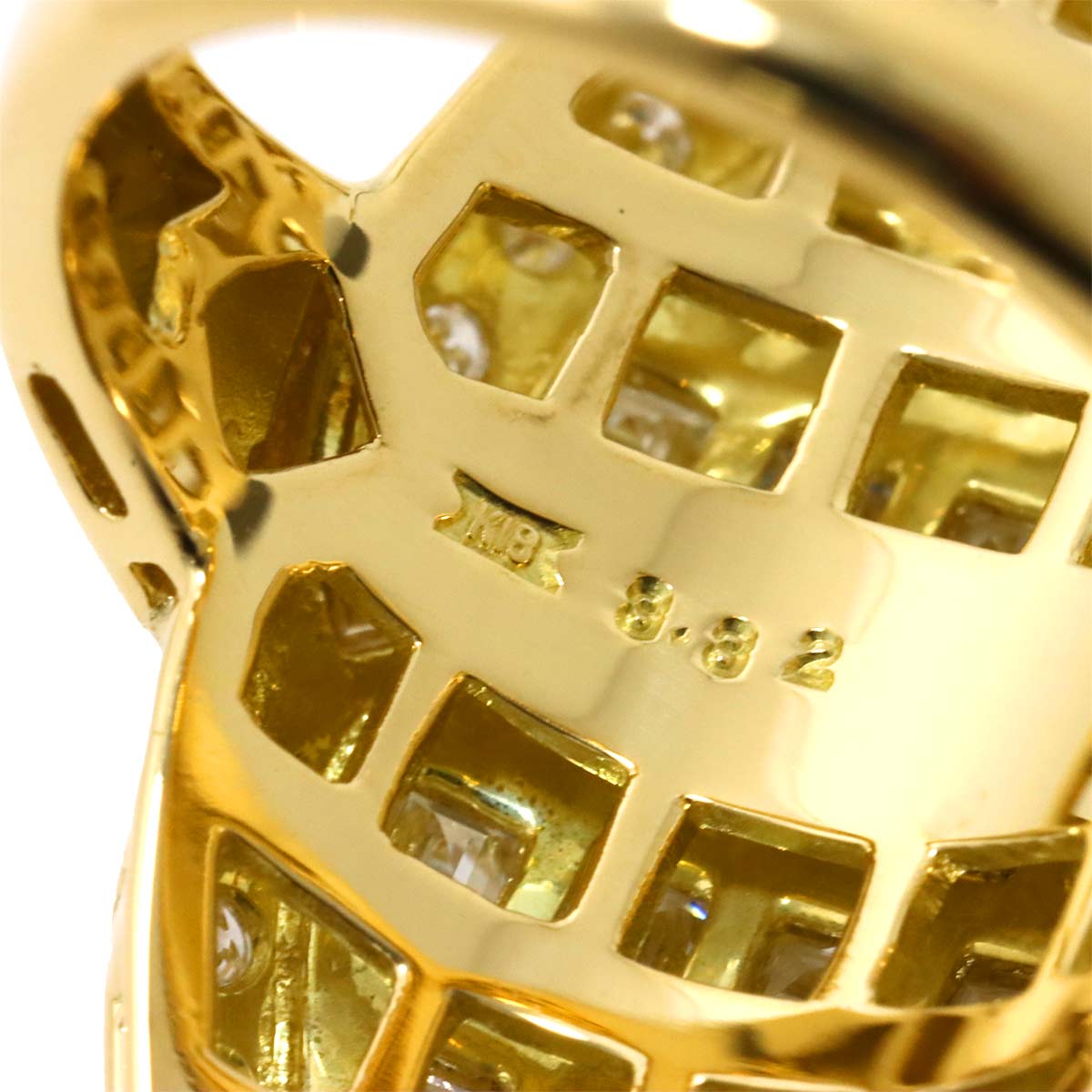 Diamond 3.32ct Ring 18K YG Yellow Gold 750 5.75-6(US)