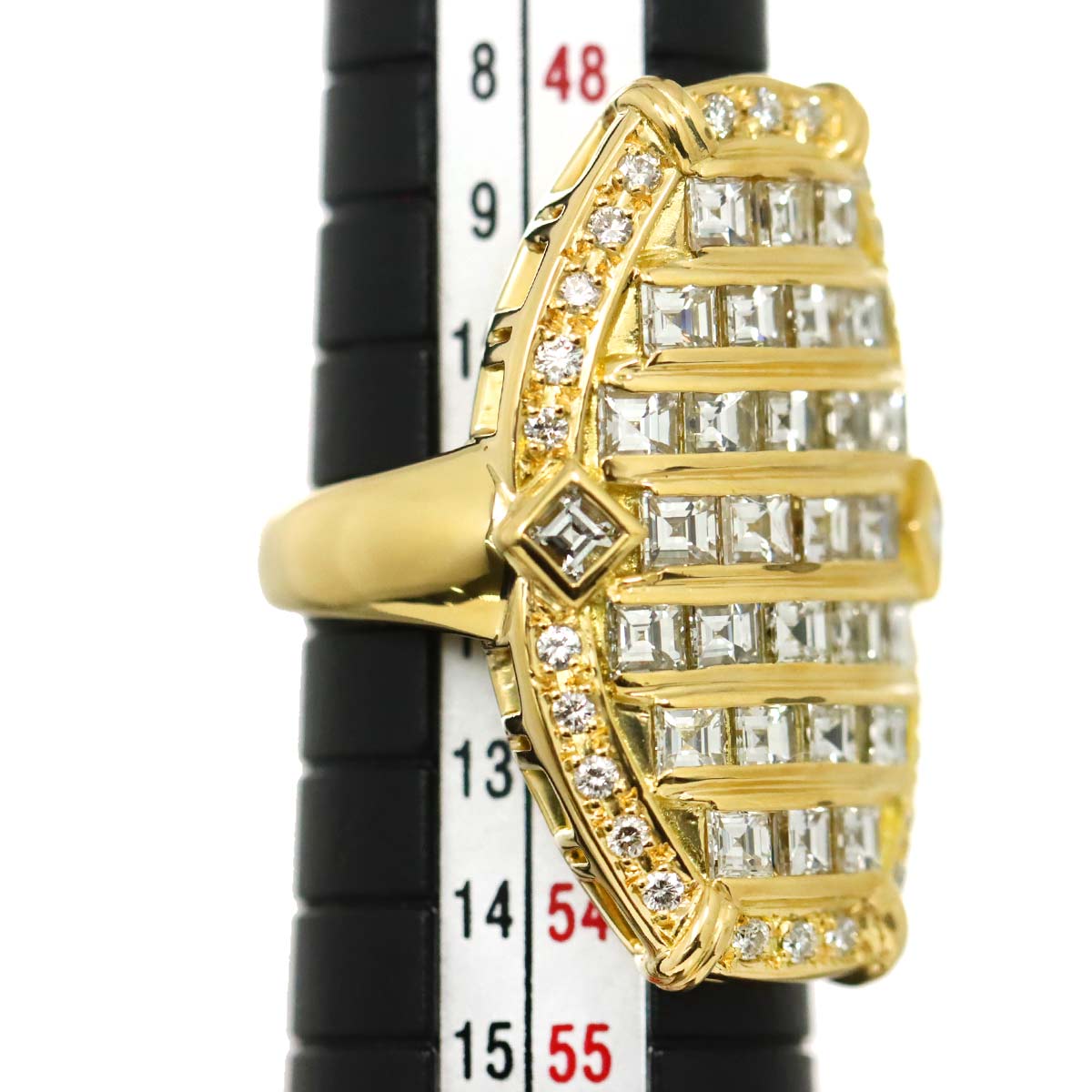 Diamond 3.32ct Ring 18K YG Yellow Gold 750 5.75-6(US)