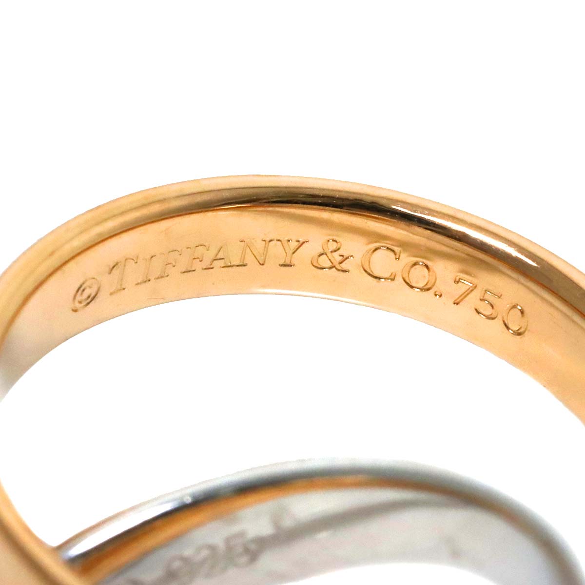 Interlocking Ring 18K PG 750 Silver 925 size4.75-5(US)