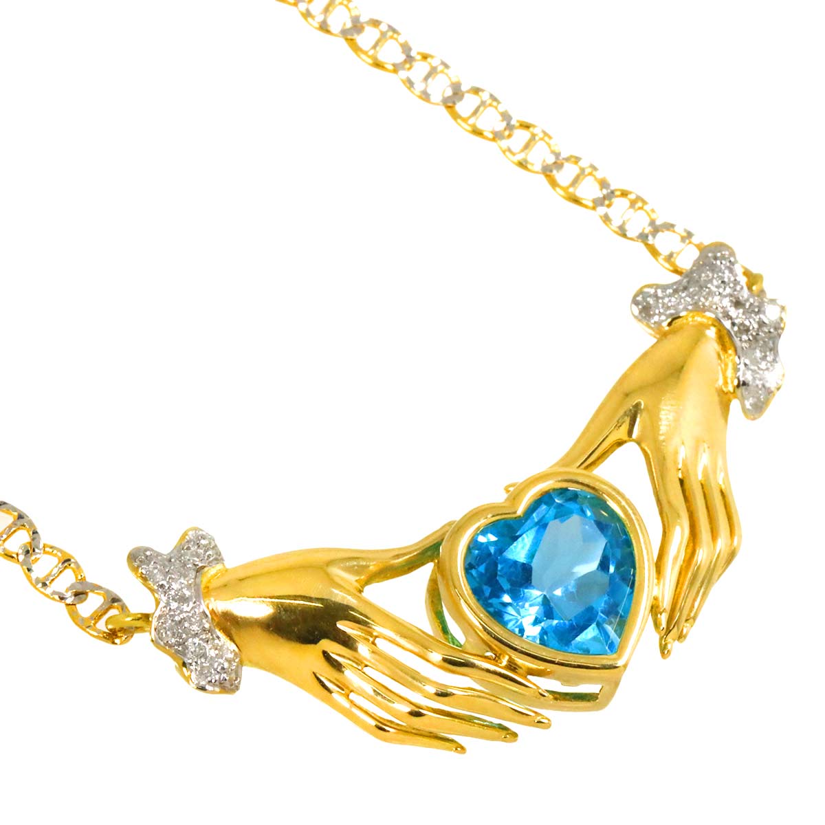 Topaz Diamond Necklace 18K K18 YG WG Yellow White Gold 750