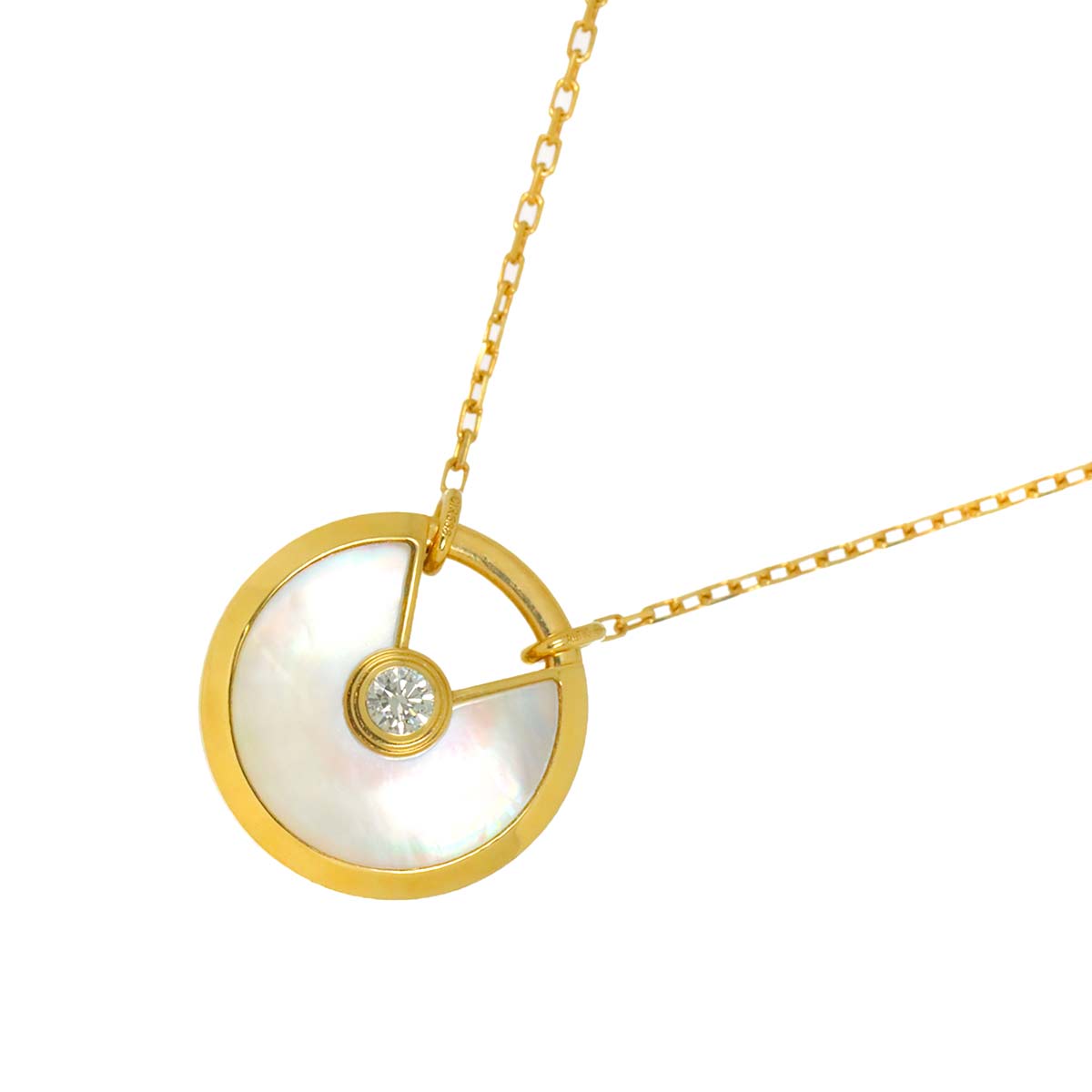 AMULETTE SM Mother of Pearl MOP Diamond Necklace 18K YG 750