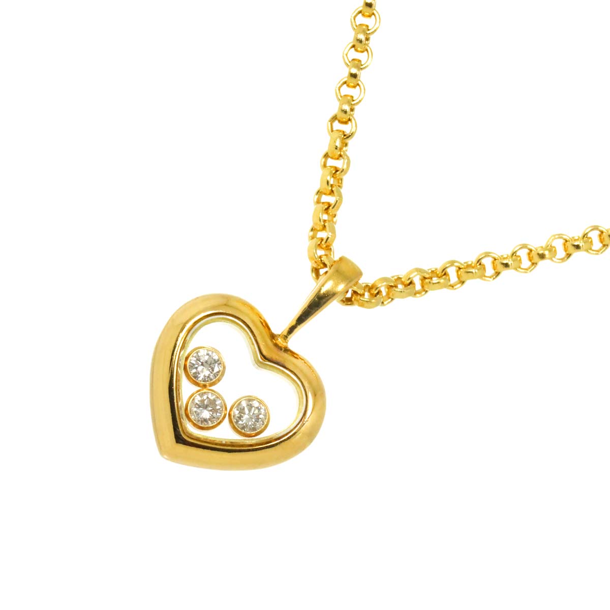 Happy Diamond Heart Necklace 18K Yellow Gold 750