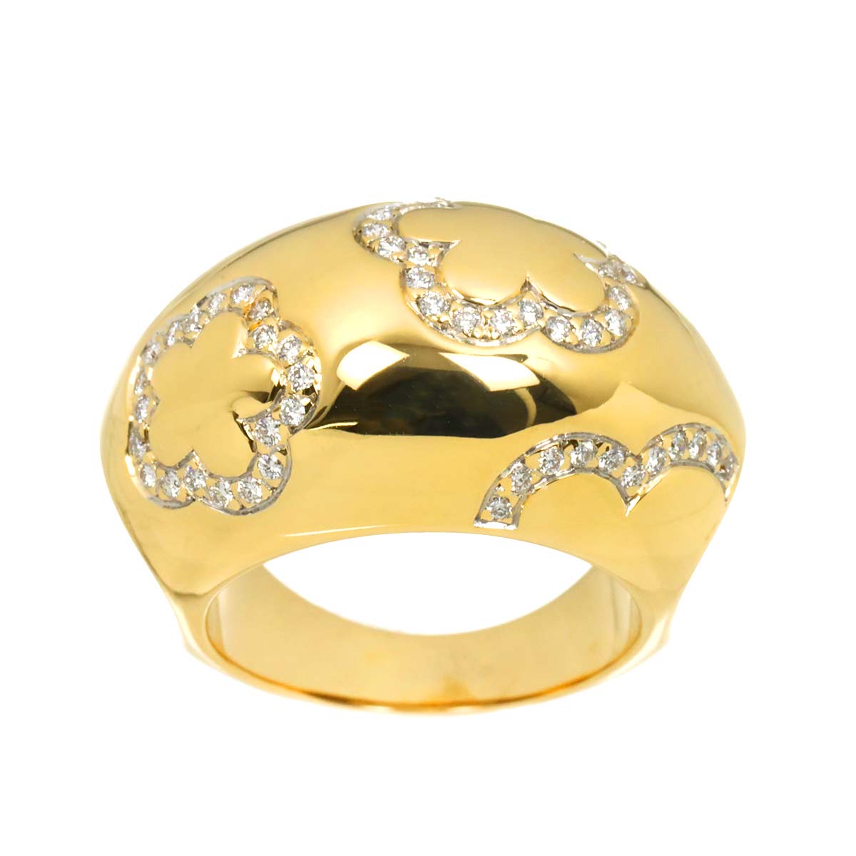Flower Diamond Ring 18K Yellow Gold 750 Size50 5-5.25(US)
