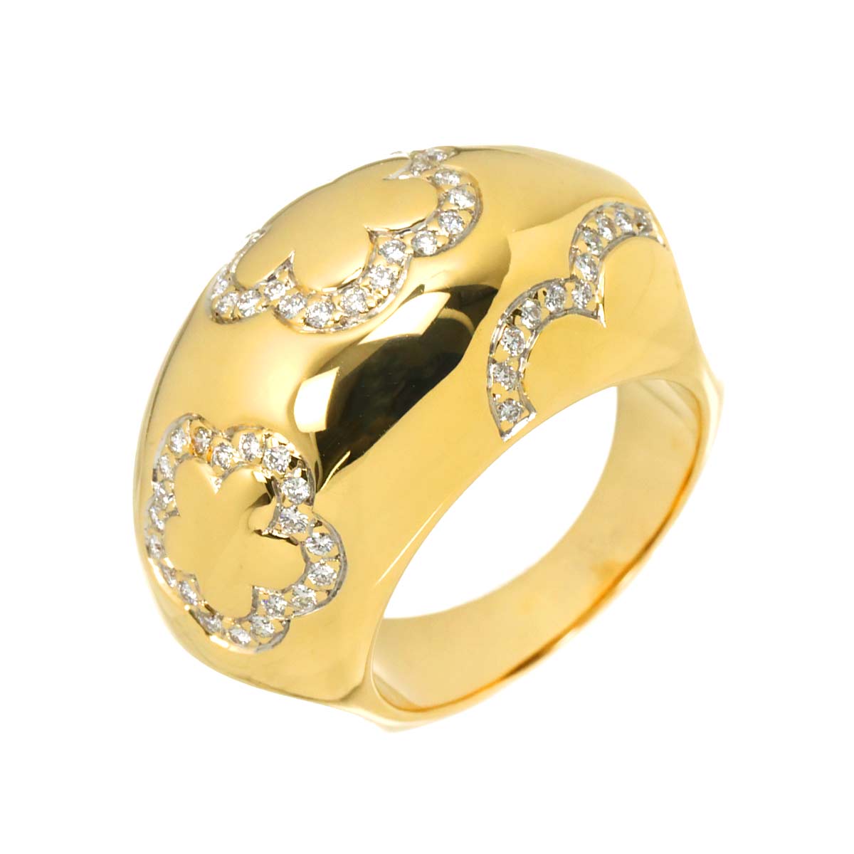 Flower Diamond Ring 18K Yellow Gold 750 Size50 5-5.25(US)
