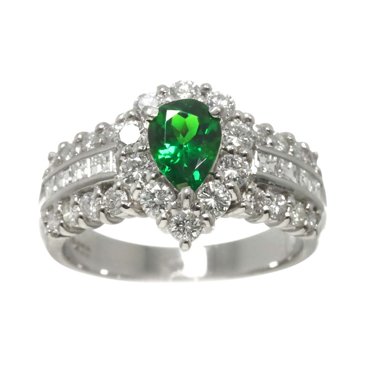 Garnet 0.96ct Diamond 1.23ct Ring Pt Platinum size6.75(US)