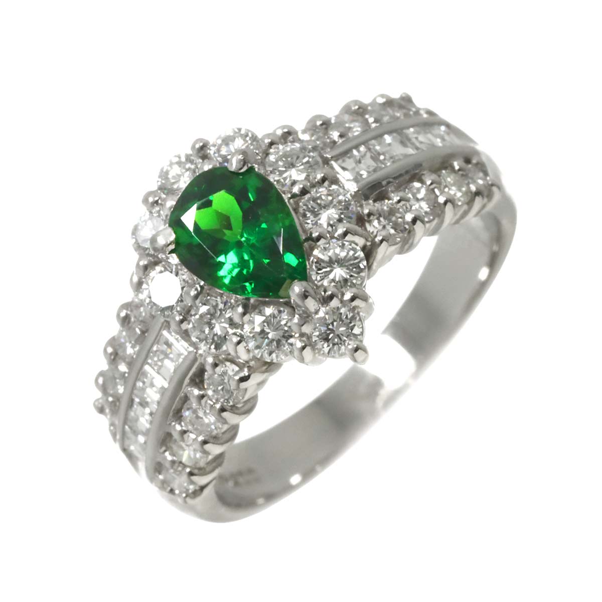 Garnet 0.96ct Diamond 1.23ct Ring Pt Platinum size6.75(US)