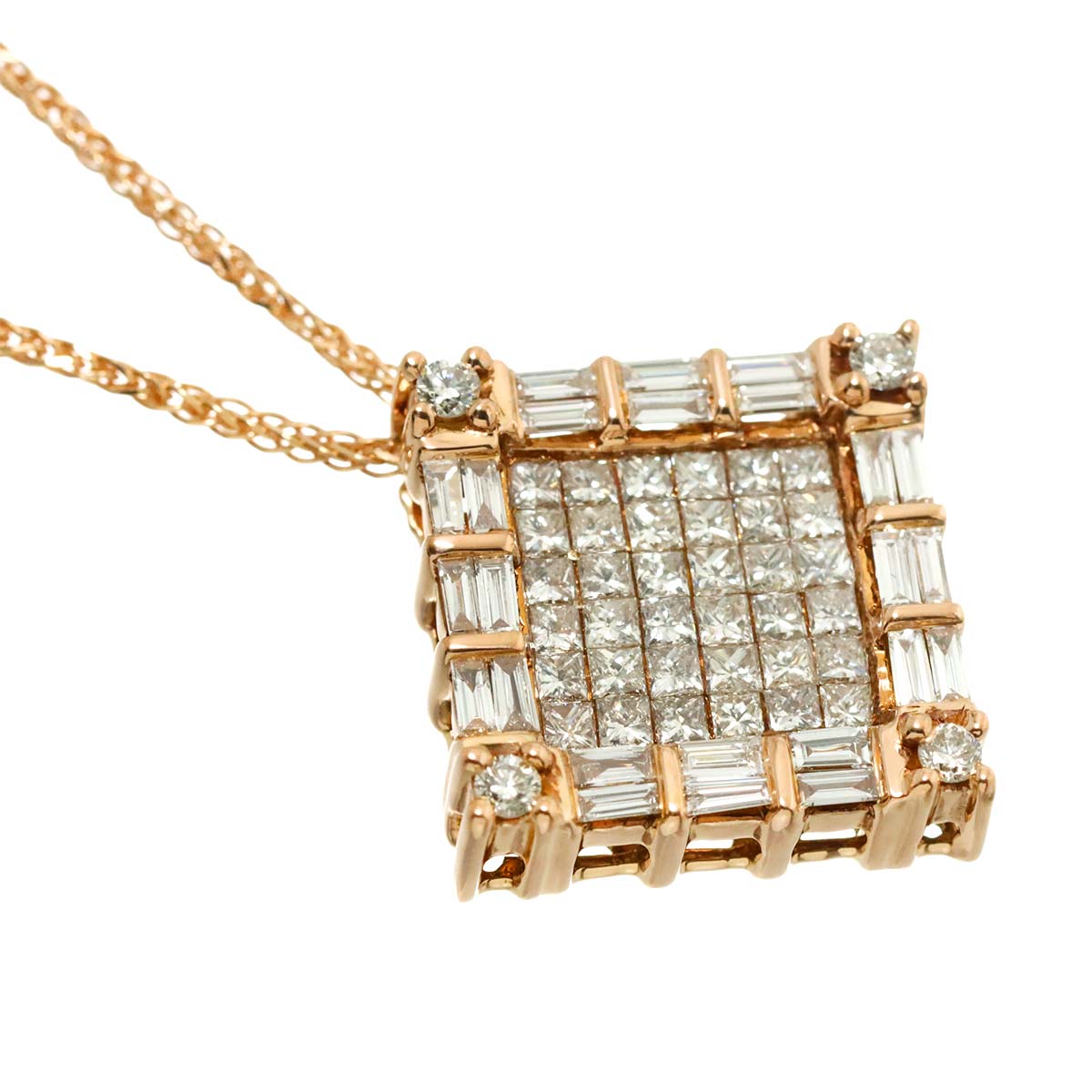 Diamond 1.50ct Necklace 18K K18 PG 750