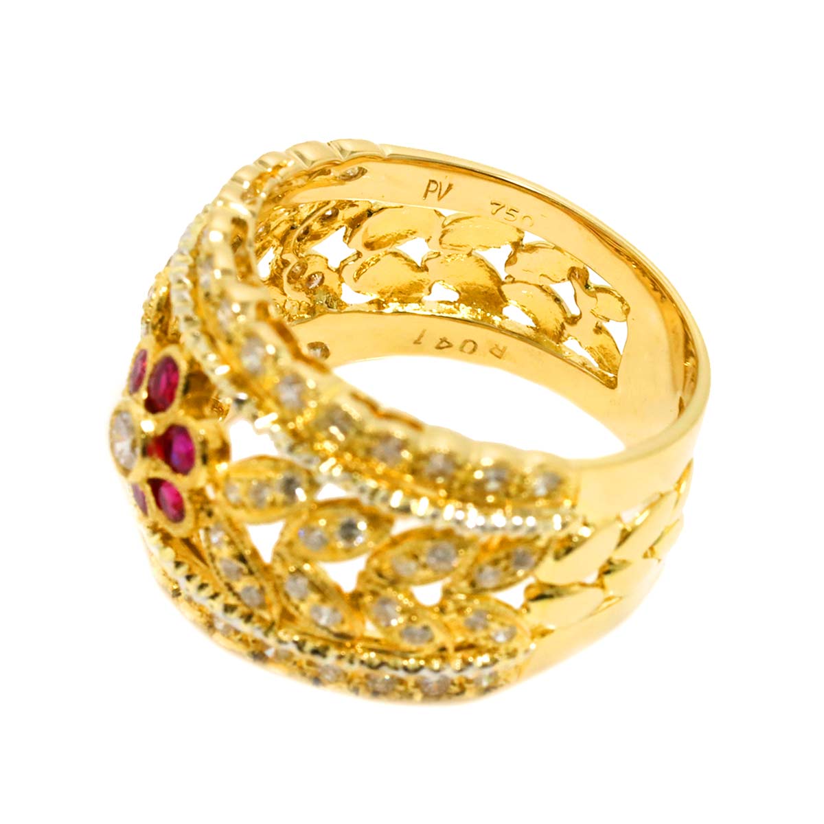 Ruby 0.41ct Diamond 0.75ct Ring 18K YG Size6.25-6.5(US)