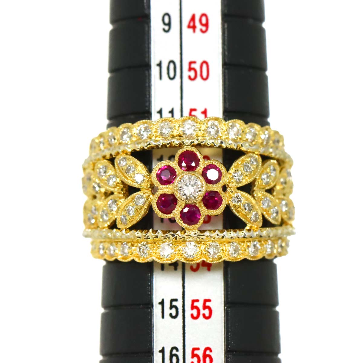 Ruby 0.41ct Diamond 0.75ct Ring 18K YG Size6.25-6.5(US)