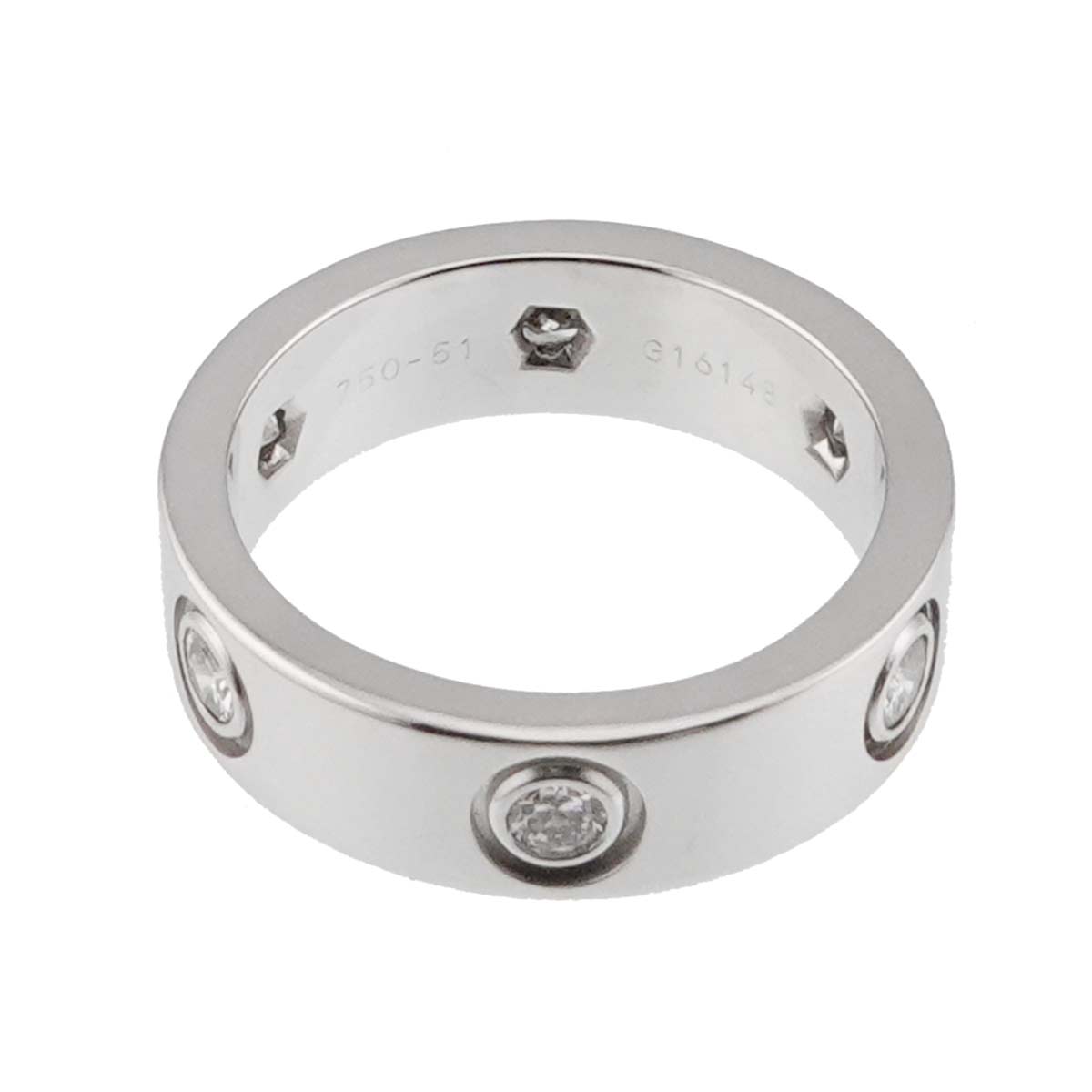 Love Ring Full Diamond 18K White Gold size51 5.5-5.75(US)