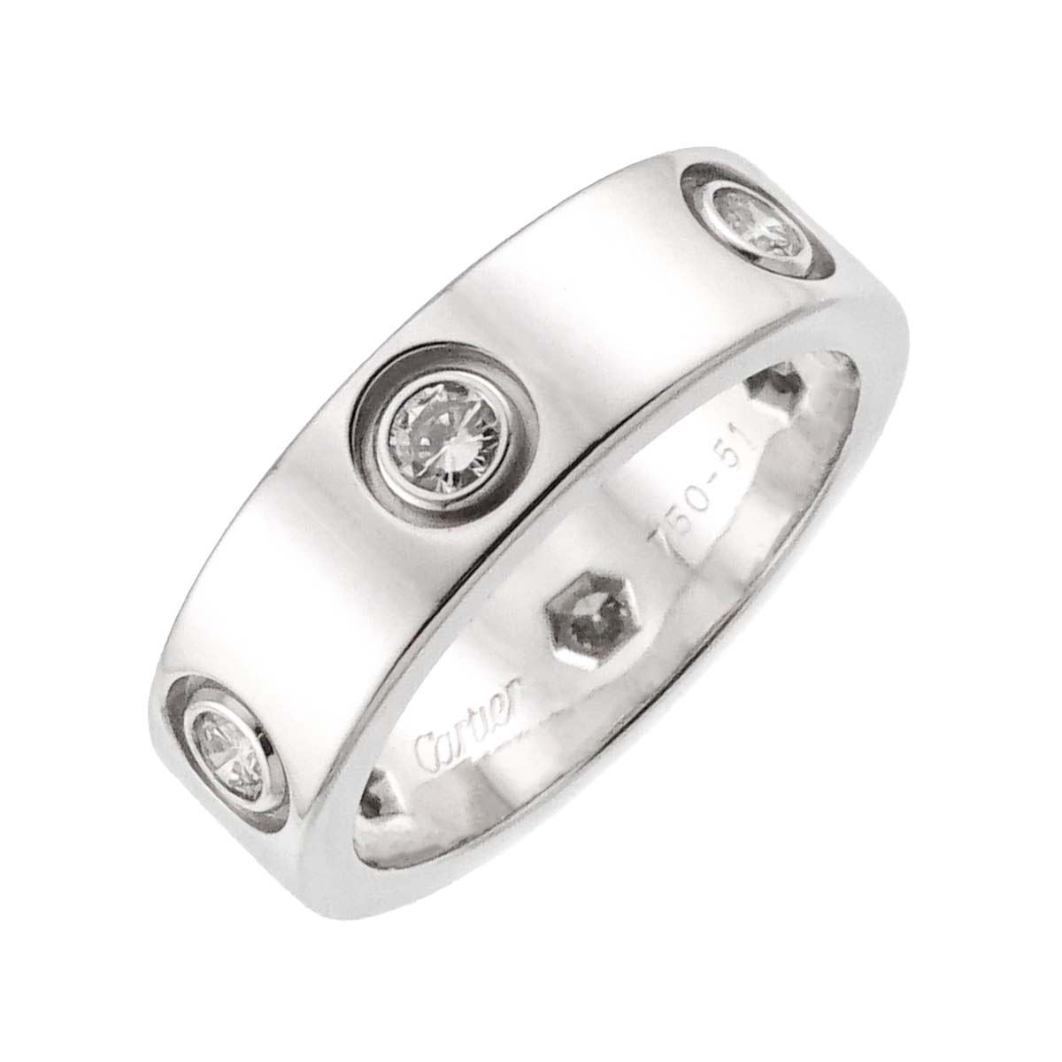 Love Ring Full Diamond 18K White Gold size51 5.5-5.75(US)