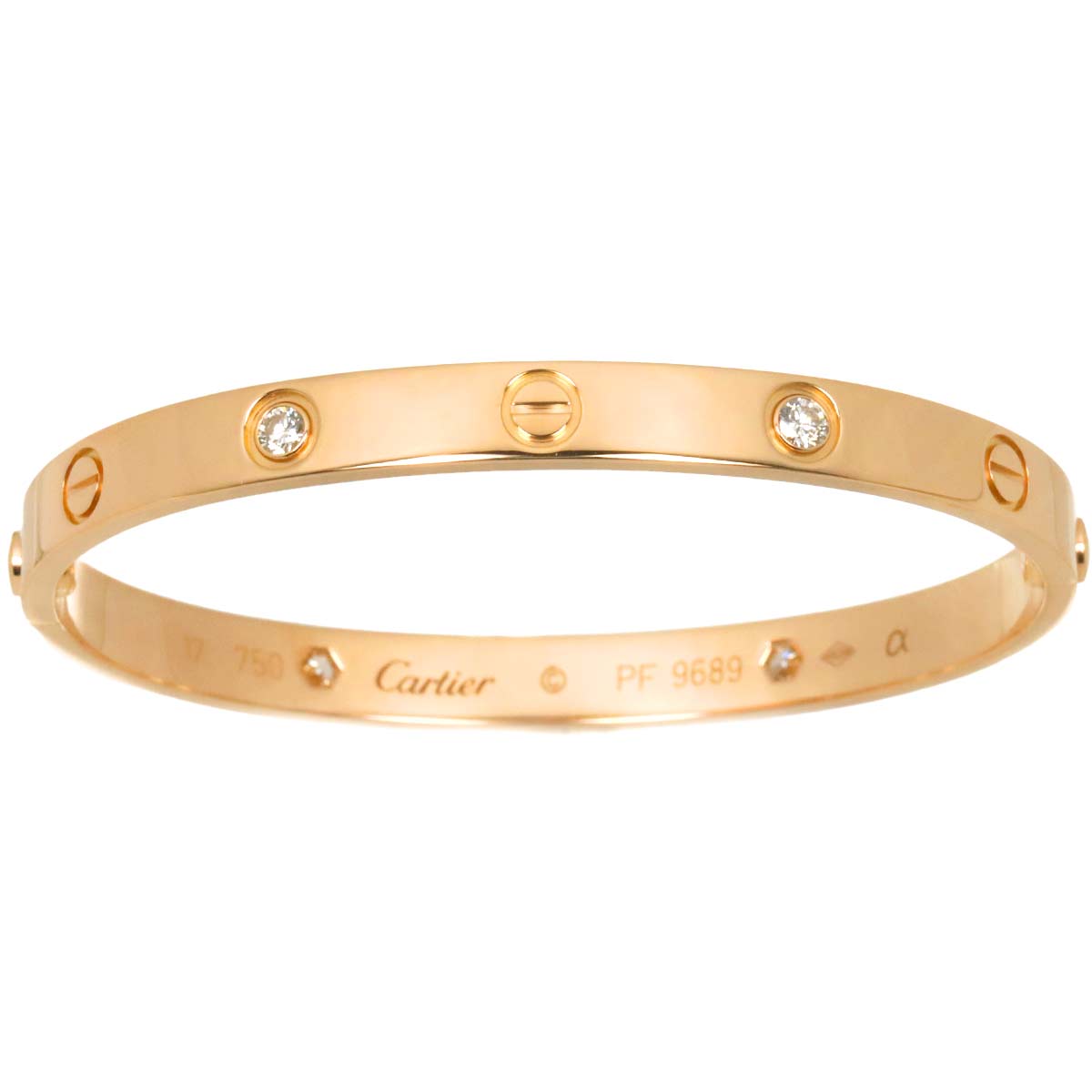 Love Bracelet Bangle Diamond 4P 18K Pink Gold 750 Size17