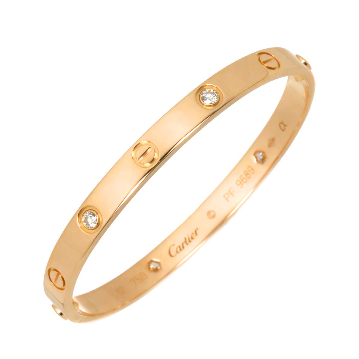 Love Bracelet Bangle Diamond 4P 18K Pink Gold 750 Size17