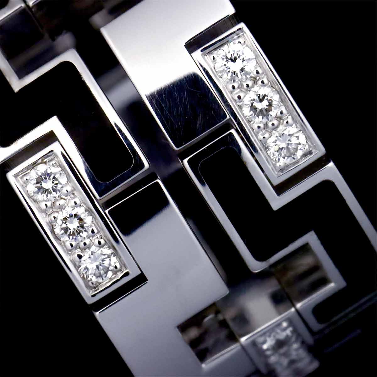 Dragon Padlock Diamond Enamel Ring 18K WG 750 Size53 6-6.25(US)