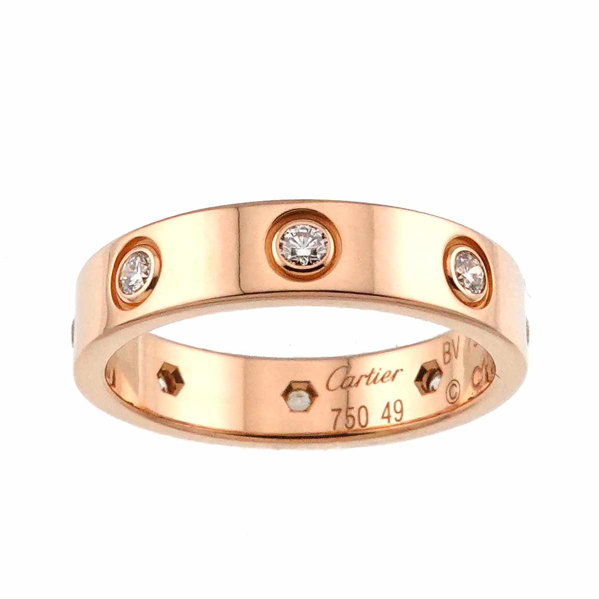 Cartier Mini Love Diamond 1P Ring 18K Pink Gold 750 size49 4.75-5(US)