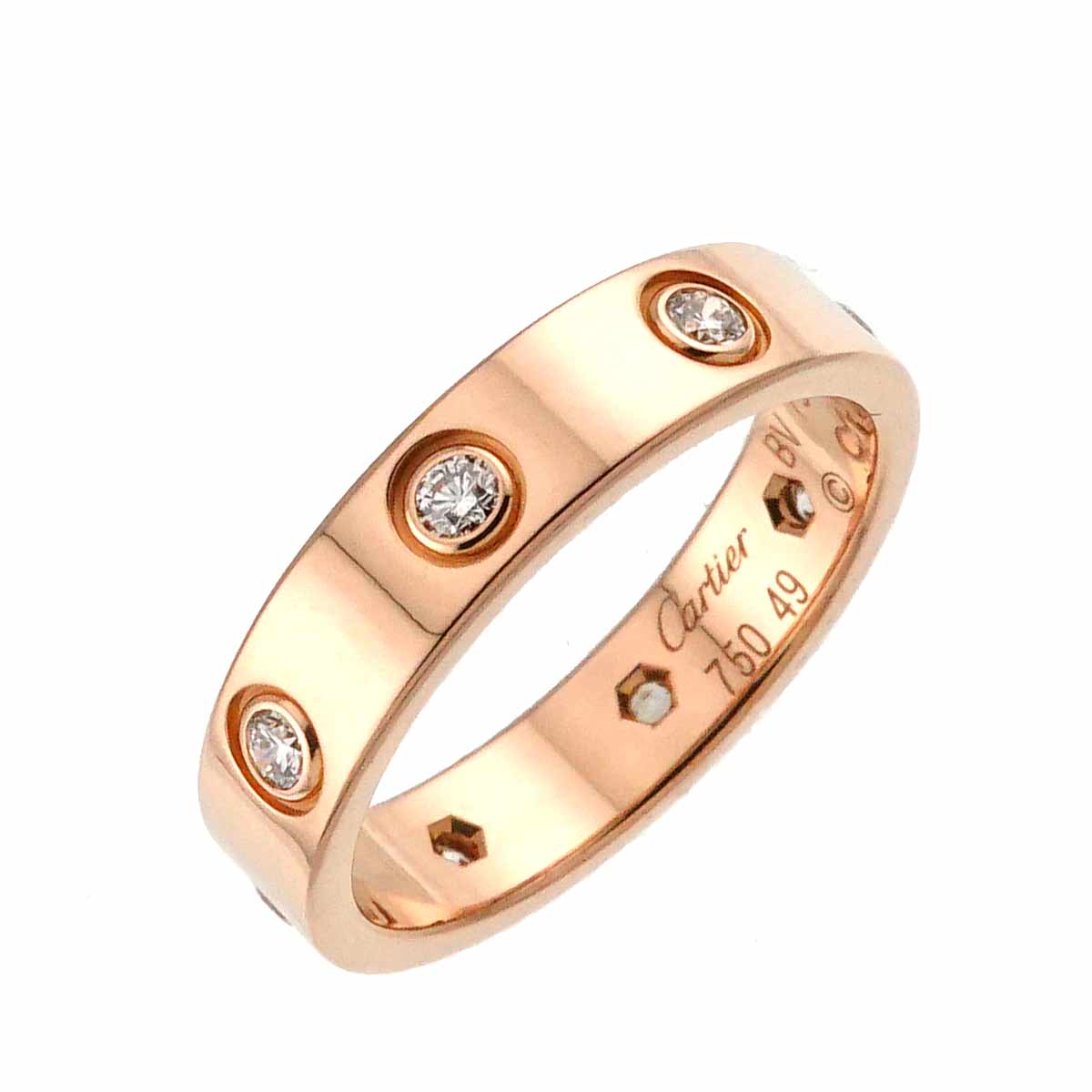 Cartier Mini Love Diamond 1P Ring 18K Pink Gold 750 size49 4.75-5(US)