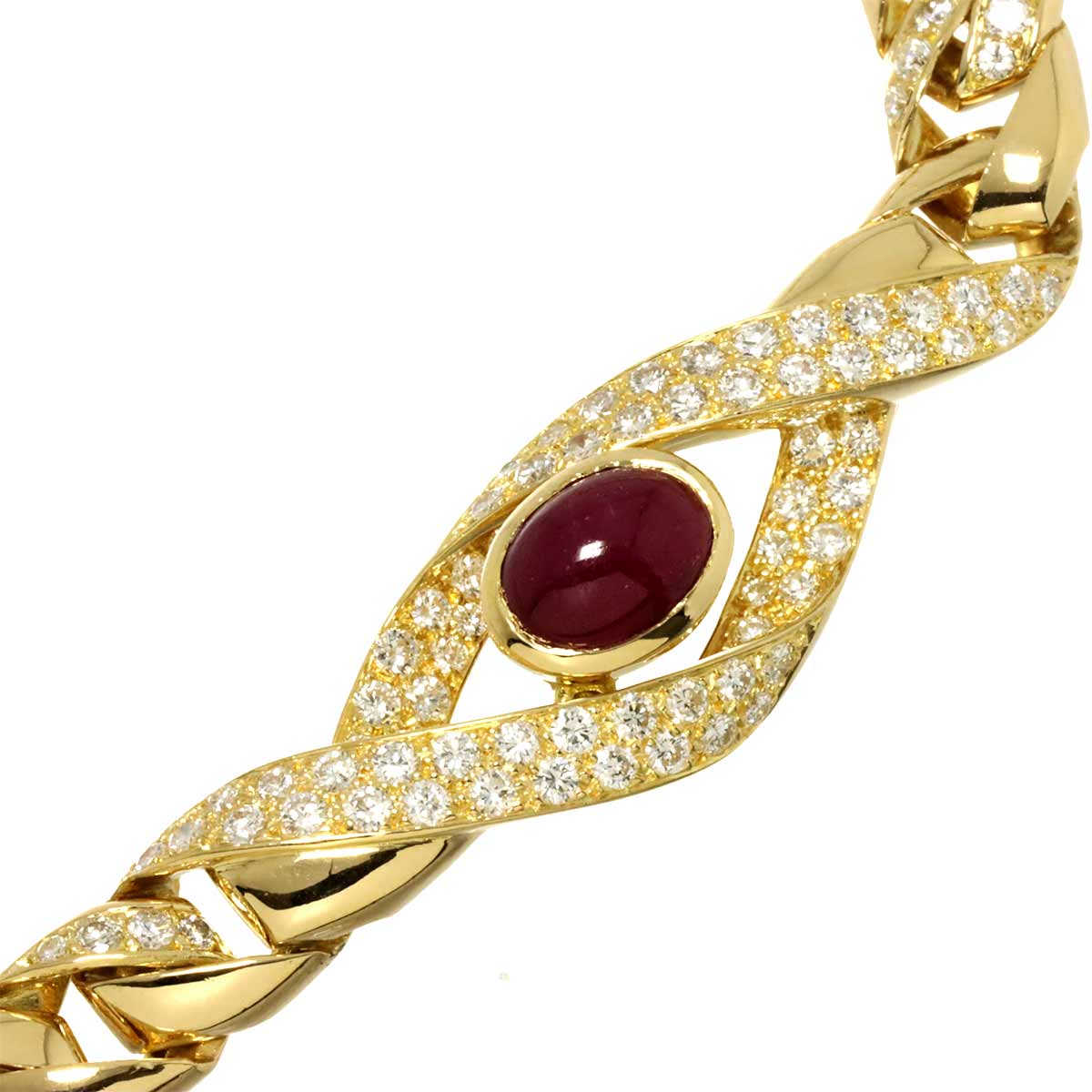 Ruby Diamond Necklace 18K Yellow Gold 750