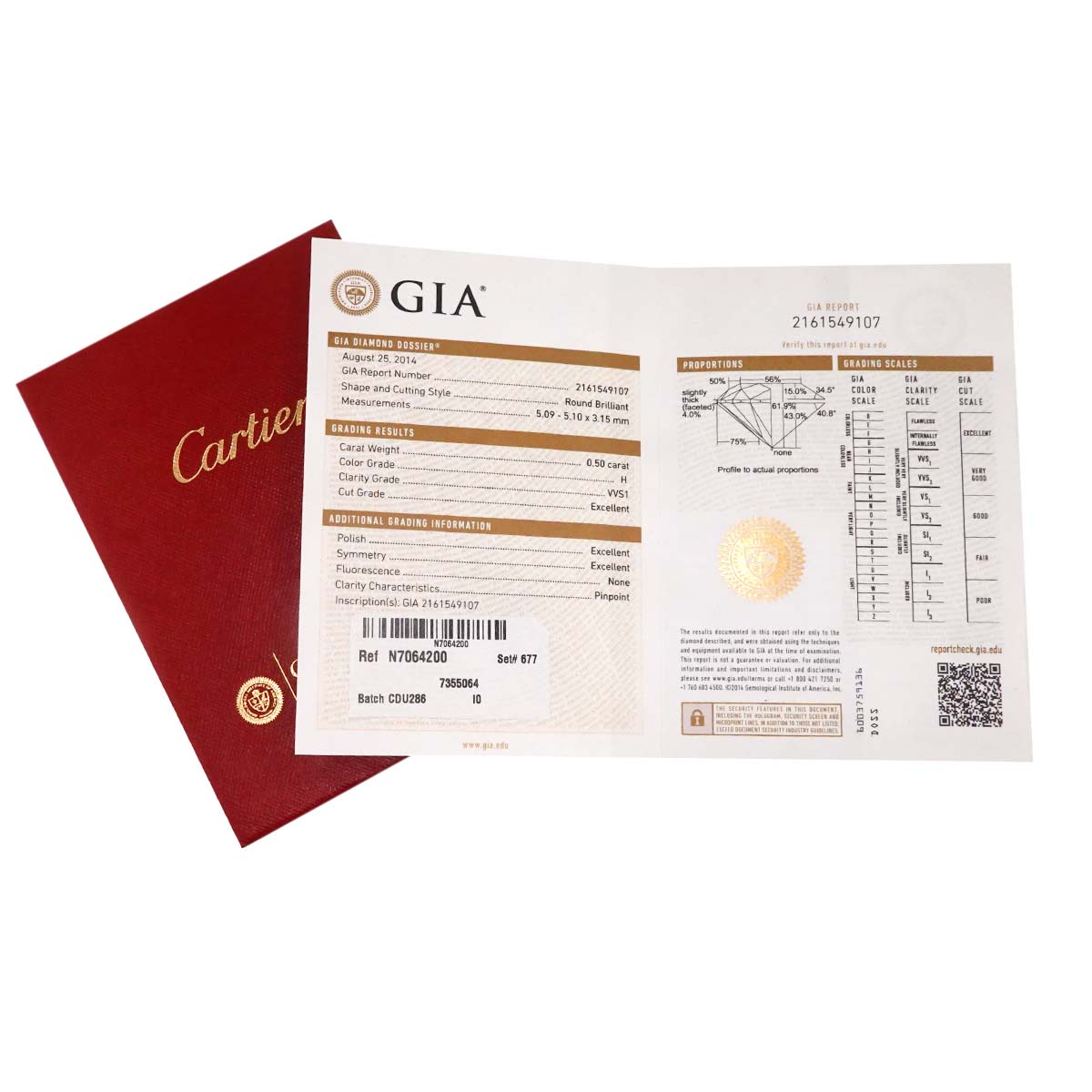 C De Diamond 0.50ct H/VVS1/3EX Necklace 18K WG 750