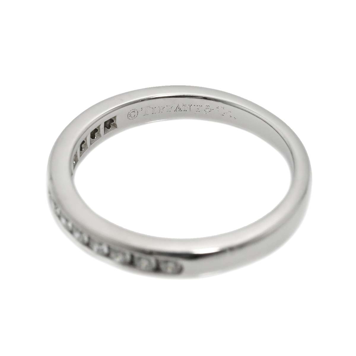 Half Diamond band Ring Platinum Size4(US)