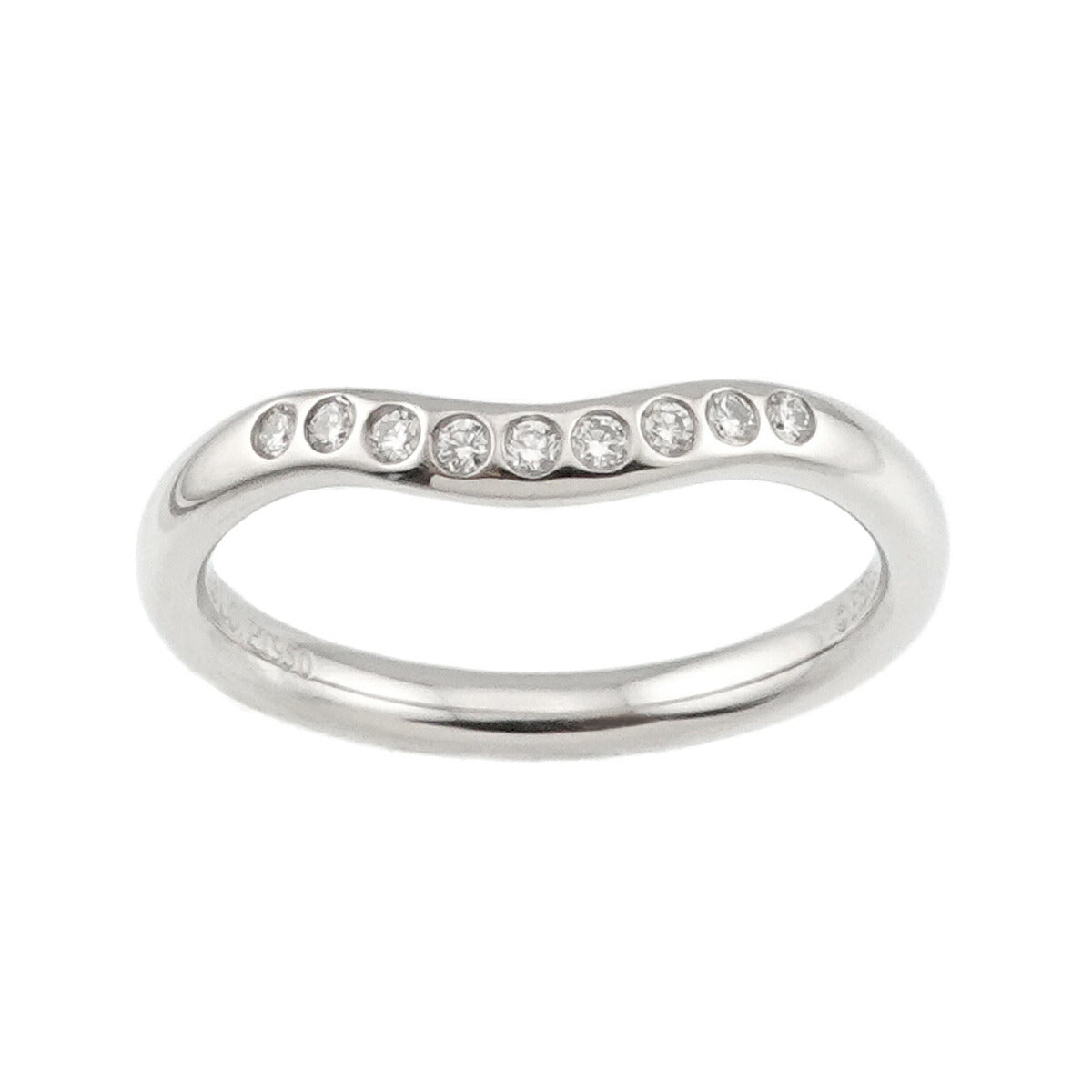 Curved Band Diamond Ring Platinum size4(US)
