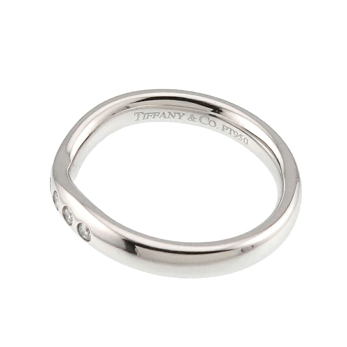Curved Band Diamond Ring Platinum size4(US)