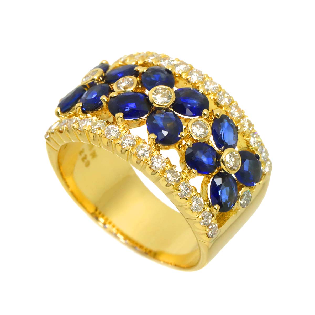 Sapphire 2.20ct Diamond 0.75ct Ring 18K YG 5.75-6(US)