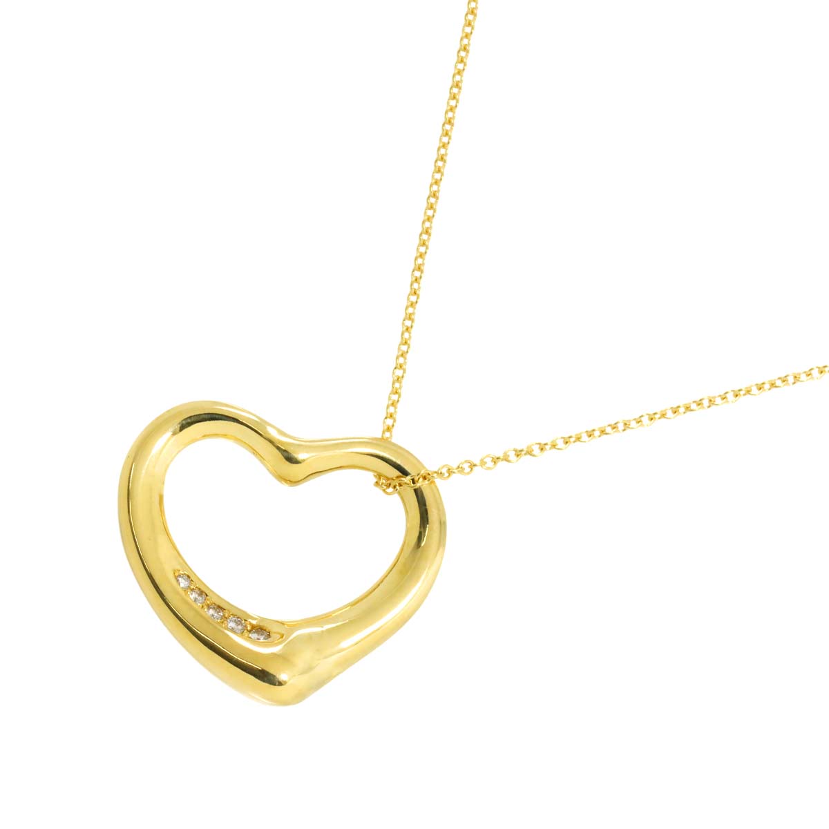 Open Heart Diamond Necklace 18K Yellow Gold 750