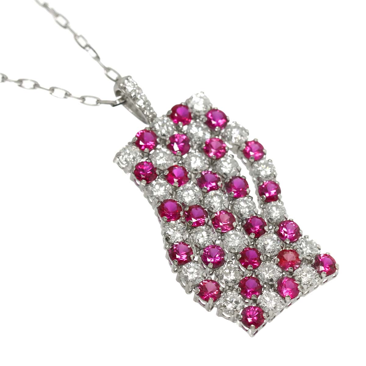 Ruby 1.20ct Diamond 1.00ct Necklace Pt Platinum