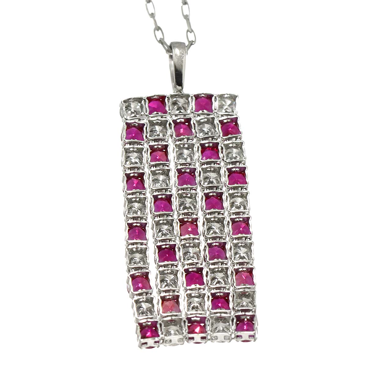 Ruby 1.20ct Diamond 1.00ct Necklace Pt Platinum